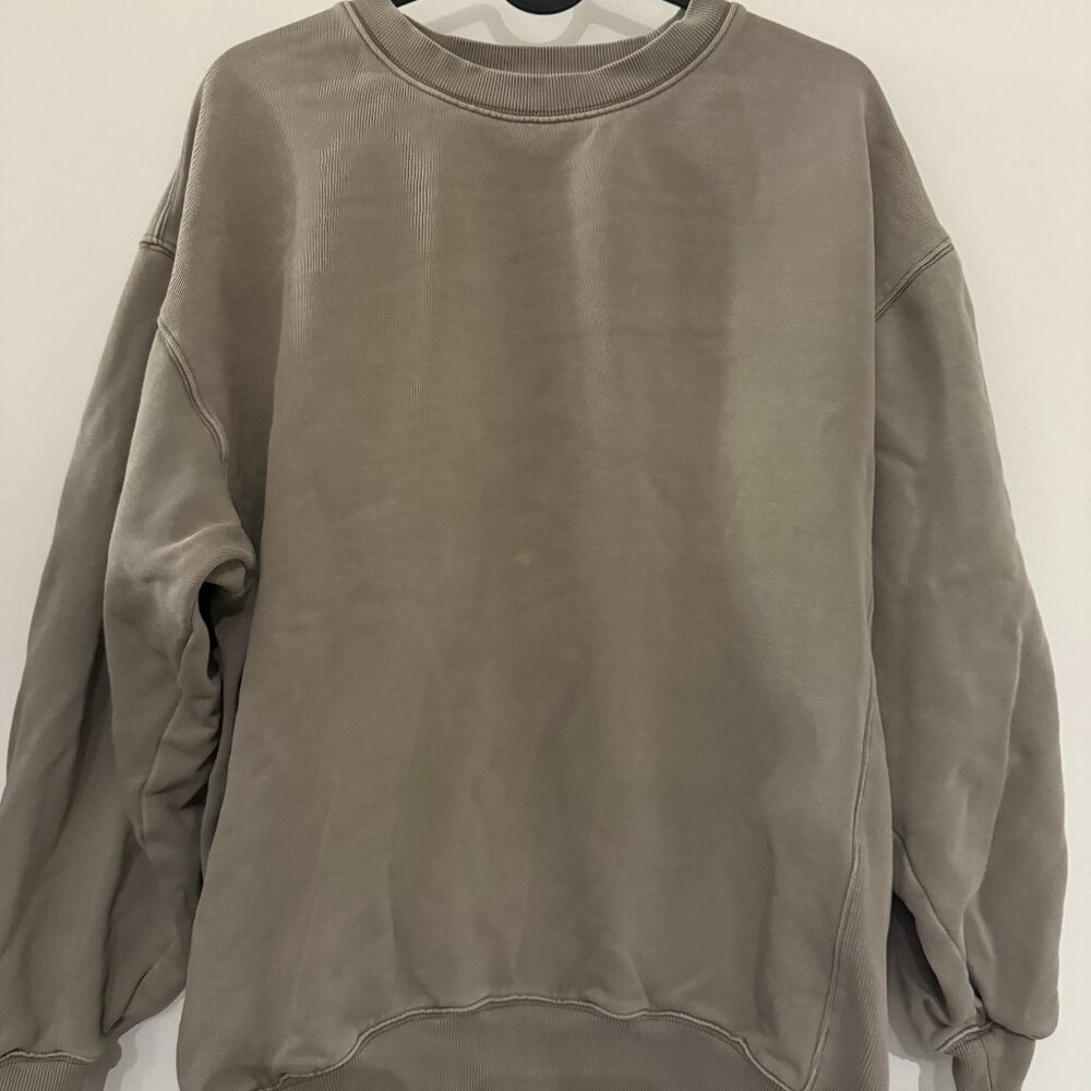 TNA Aritzia Oversized Crewneck Sweatshirt | Taupe  | Aritzia TNA